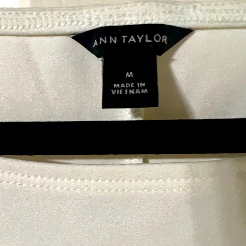 Ann Taylor Ivory Short Sleeve Top with Cute Trim - Picture 5 of 6